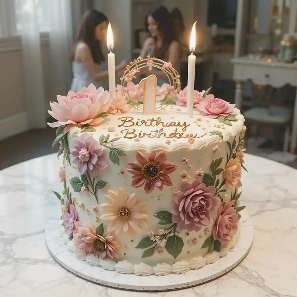 floral birthday cake